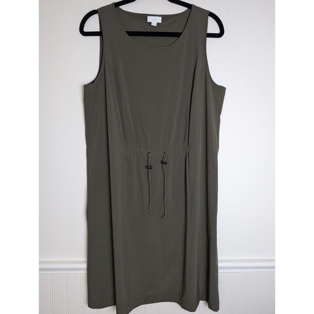 J Jill Fit On the Go Dress Sleeveless Pockets Olive Green Stretch Soft Size Med